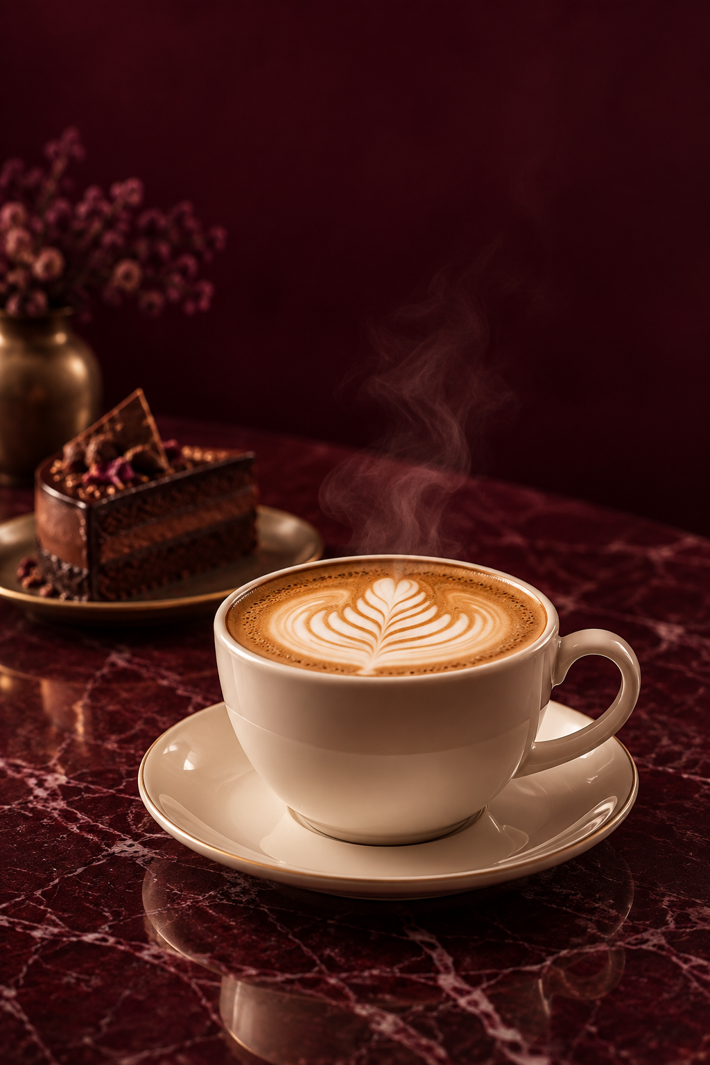 A warm latte with a sweet accompaniment